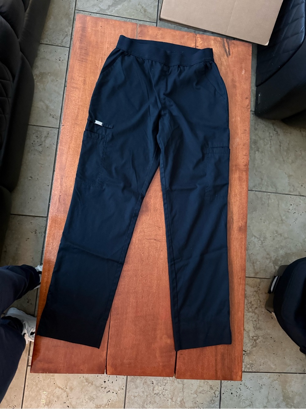 Luxe Black Cargo scrub Pants with Elastic Waist size small regular